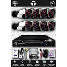 Turkno 8 Kameralı Pania 8 Dış Kamera Set 500 GB HDD Full HD Gece Görüşlü Güvenlik Kamerası Sistemi