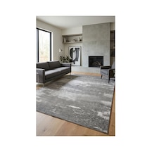 Gri Tonlarda Soyut Vintage Dijital Baskı Kaymaz Taban Yıkanabilir Salon Halısı Yolluk Mutfak Halısı