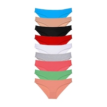 9 Adet Süper Eko Set Likralı Kadın Slip Külot Tüm Renkler Beden: S Standart