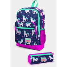 Coral High Kids Lacivert Pembe Unicorn Desenli 2'li Okul Çanta Seti Set0223467