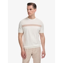 Ekru Slim Fit %100 Pamuk Bisiklet Yaka Triko T-shirt Bej