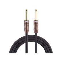 Rogfer Emk 6.35mm Erkek Erkek 3 Bölüm Altın Kaplama Fiş Pamuk Örgülü Ses Kablosu Gitar Amplifikatör Mikser İçin, Uzunluk: 1.5m Siyah