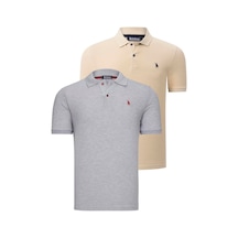 İkili Set T8561 Dewberry Erkek Tshırt-gri-bej