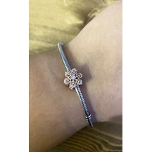 Kadın Rose Renk Kar Tanesi Model Gümüş Charm