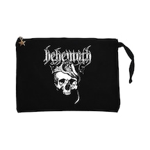 Behemoth Skull Siyah Clutch Astarlı Cüzdan / El Çantası Siyah