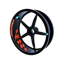 Çınar Extreme Gp Flag Damalı İç Jant Şeridi Sticker Reflektif, Floresan, Özel Renkler Floresan Turuncu Abanoz