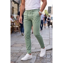 Rizzup Erkek Slim Fit Likralı Yeşil Jogger Pantolon Beli Lastikli İpli Esnek Spor Pantolon 2700523