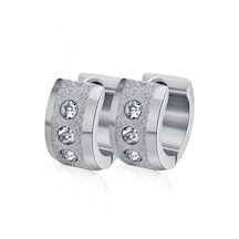 Gümüş Paslanmaz Çelik Küçük Daire Küpe Kaplamalı Parlak Cz Punk Rock Halka Küpe Çift Küpe İçin