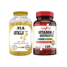 Omega 3-6-9 Balık Yağı 180 Softgel & Nevfix Vitamin C Quercetin Bromelain 120 Tablet