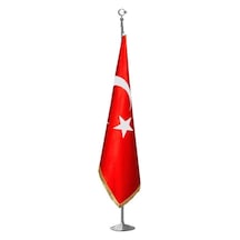 Zc Bayrak Türk Makam Bayrağı Krom Kaplı Direk Ve Simli Bayrak Seti Standart