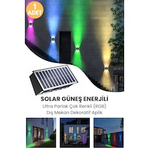 Trendpoint 1adet Solar Çift Taraflı 6ledli Aplik Rgb Işık Duvar Lamba Bahçe Aydınlatma Güneşle Şarj