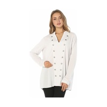 Bulalgiy Kadın Beyaz Düğme Bluz - Bga718194 Beyaz