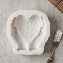 Dekoratif Avuç İçi Kalp Silikon Kalıp 9x8x6 Cm