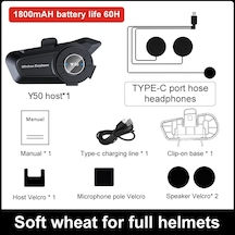 Y50 Motosiklet Kask Bluetooth Kulaklık 1800mah 60h Uzun Pil Ömrü Ipx6 Y50 Soft 1pc