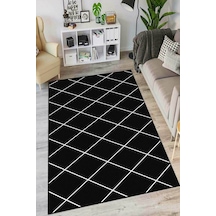 Siyah Kaymaz Tabanlı Modern Mutfak Halısı Ar1474n11