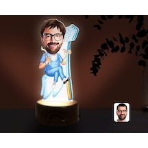 Kişiye Özel Erkek Diş Hekimi Karikatürlü Dekoratif 3D Biblo Led I(481494840) Çok Renkli