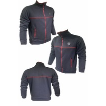 Erkek Siyah F&s Dik Yaka Spor Günlük Kışlık Şardonlu Ceket Sweatshirt 001