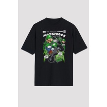 Startmore Adrift Ko Buta Luigi Motocross Baskılı Unisex Siyah Oversize Tişört Os17889 Siyah