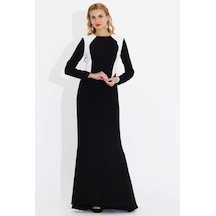 Nidya Moda Büyük Beden Balık Elbise-4048Ks Siyah