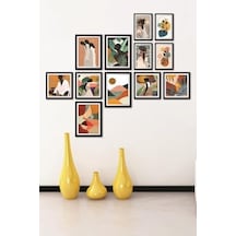 12 Parça Dekoratif Mdf Tablo Seti Çerçeve Görünümlü Dkj061 50 x 22