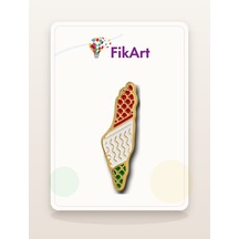 Fikart Desenli Filistin Haritası Broş Çok Renkli