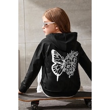 Uyguntarz Çocuk Drawing Butterflies Baskılı Sweatshirt Siyah