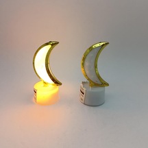 Pilli Led Işıklı Ay Şekilli Dekoratif Işık- Gold Rengi