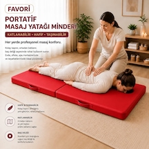 Masaj Yatağı Portatif Katlanabilir Masaj Yatağı Minderi 6 Cm Sünger 180x70 Cm Kırmızı