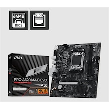 Msı Pro A620am-b Evo Ddr5 6800mt/s 1xhdmı 1xvga 1xm.2 Usb Matx Am5 Amd Am5 9000/8000/7000 Seri İle Uyumlu