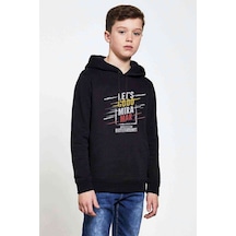 Tshirthane Pubg Miramar Baskılı Unisex Çocuk Kapüşonlu Siyah Sweatshirt Siyah