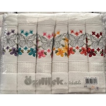Özdilek Lupine 6'lı Çantalı Nakışlı Havlu Model6 Beyaz