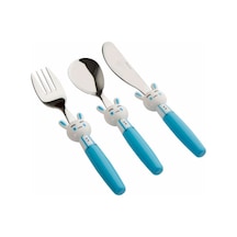 Porland Mini Rabbit Mavi Çocuk Çatal Kaşık Bıçak Takım 3 Parça