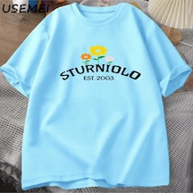 Flood Of Style Sturniolo Üçüz Merch Tshirt Erkek Boy T-shirt Yaz Tees Kısa Kollu Adam Giysileri Grafik Tee P Mavi