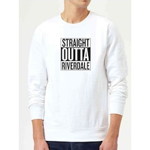 Riverdale Straight Outta Riverdale Baskılı Beyaz Erkek Örme Sweat