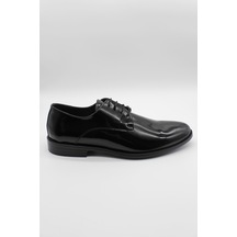 Siyah Hakiki Deri Rugan Bağcıklı Smokin Damatlık Ayakkabı 1033240178-siyah