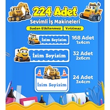 İş Makineleri Temalı Okul Kreş Kişiye Özel İsim Etiket Seti - Model 559 Çok Renkli