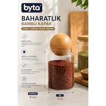 Bambu Kapaklı Cam Baharatlık 9x7 Cm Cam Saklama Kavanozu Diğer