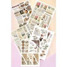 5 Li Brown Vintage Temalı Sticker Paketi/bullet Journal Defter Çıkartma Ajanda Laptop Etiket Abanoz