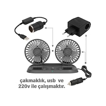 Araç Araba Otomobil Mini 2 Li Vantilatör Fan Pervane Soğutucu, Karavan, Tır, Ofis, Ac To Dc Aparat Dahil Diğer