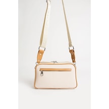 Just Polo Kadın Günlük Kullanıma Uygun Ayarlanabilir Askılı Şık Omuz Çantası Ebat : 26 X 16 Cm Krem Taba