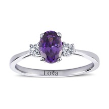 Lova Pırlantalı Oval Ametist Yüzük - 1020225