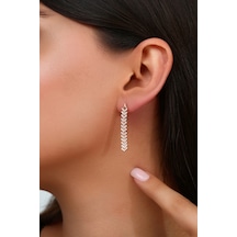 925 Ayar Gümüş Rose V Çavuş Model Su Yolu Küpe - 121120001 Rose Gold