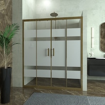 Tekno Duş Bronze Castor 6mm Kumlamalı Cam 2 Sabit 2 Sürgü İki Duvar Arası Duşakabin Yarı Beyaz