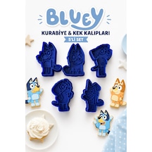 Bluey Karakterleri Kurabiye Kalıbı 5 Li Set Oyun Hamuru Ve Şeker Hamuru Kalıbı Açık Mavi