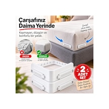 Çarşaf Sabitleyici Lastikli Çarşaf Köşe Tutucu Yatak Çarşaf Kaydırmaz Aparat - Çarşaf Nevresim Düzenleyici Görünmez Çarşaf Kilidi - Beyaz Şeffaf Siyah