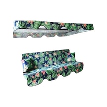 Bahçe Salıncağı Minderli Lüks Kılıf Seti Gölgelikli Yaprak Desen Desenli