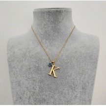 Kadın Nazar Boncuklu Çelik K Harf Kolye 77508 Altın