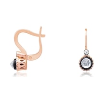 Diamond Line - Gülaylar - Pembe Altın 14 Ayar Elmas Görünümlü Küp N11.9223