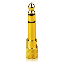 3.5mm Dişi - 6.35mm Erkek Ses Dönüştürücü Adaptör, Stereo Jak Çevirici, Kulaklık Mikrofon Hoparlör Amfi Mikser Uyumlu, Altın Kaplama, Metal Gövde, Tak Çalıştır S310