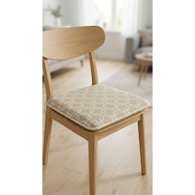 Bahçe Balkon Mutfak Kreş Sandalye Minderi Fermuarlı 40x40 6 Adet Kahverengi Çizgili 5 Cm Gri Sünger Kahve Köpüğü